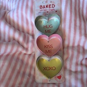 Baked Heart-Shaped Cookie Cutters - Pastel Green, Pink, Yellow